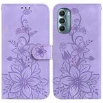 For Motorola Moto G Stylus 5G 2022 Lily Embossed Leather Phone Case(Purple)