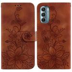 For Motorola Moto G Stylus 5G 2022 Lily Embossed Leather Phone Case(Brown)