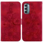 For Motorola Moto G Stylus 5G 2022 Lily Embossed Leather Phone Case(Red)