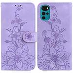 For Motorola Moto G22 Lily Embossed Leather Phone Case(Purple)