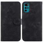 For Motorola Moto G22 Lily Embossed Leather Phone Case(Black)