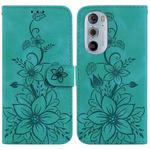 For Motorola Edge 30 Pro / Edge+ 2022 Lily Embossed Leather Phone Case(Green)