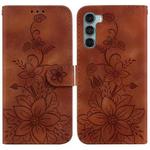 For Motorola Moto G200 5G / Edge S30 Lily Embossed Leather Phone Case(Brown)