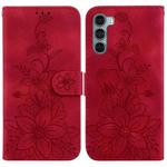 For Motorola Moto G200 5G / Edge S30 Lily Embossed Leather Phone Case(Red)