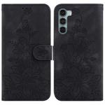 For Motorola Moto G200 5G / Edge S30 Lily Embossed Leather Phone Case(Black)