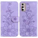 For Motorola Moto G Stylus 4G 2022 Lily Embossed Leather Phone Case(Purple)