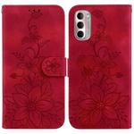 For Motorola Moto G Stylus 4G 2022 Lily Embossed Leather Phone Case(Red)