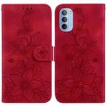 For Motorola Moto G31  / G41 Lily Embossed Leather Phone Case(Red)