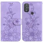 For Motorola Moto G Power 2022 Lily Embossed Leather Phone Case(Purple)