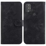 For Motorola Moto G Power 2022 Lily Embossed Leather Phone Case(Black)