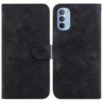 For Motorola Moto G51 Lily Embossed Leather Phone Case(Black)