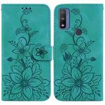 For Motorola G Pure Lily Embossed Leather Phone Case(Green)