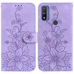 For Motorola G Pure Lily Embossed Leather Phone Case(Purple)