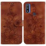 For Motorola G Pure Lily Embossed Leather Phone Case(Brown)