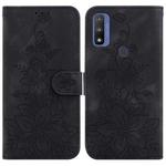 For Motorola G Pure Lily Embossed Leather Phone Case(Black)