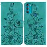 For Motorola Moto G71 5G Lily Embossed Leather Phone Case(Green)