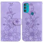 For Motorola Moto G71 5G Lily Embossed Leather Phone Case(Purple)