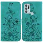 For Motorola Moto G60S Lily Embossed Leather Phone Case(Green)