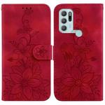 For Motorola Moto G60S Lily Embossed Leather Phone Case(Red)