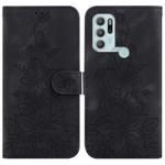 For Motorola Moto G60S Lily Embossed Leather Phone Case(Black)