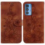 For Motorola Edge 20 Pro Lily Embossed Leather Phone Case(Brown)