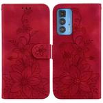 For Motorola Edge 20 Pro Lily Embossed Leather Phone Case(Red)