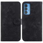 For Motorola Edge 20 Pro Lily Embossed Leather Phone Case(Black)