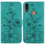 For Motorola Moto E7 Power / E7i Power Lily Embossed Leather Phone Case(Green)