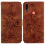 For Motorola Moto E7 Power / E7i Power Lily Embossed Leather Phone Case(Brown)