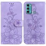 For Motorola Moto G60 / G40 Fusion Lily Embossed Leather Phone Case(Purple)