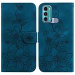 For Motorola Moto G60 / G40 Fusion Lily Embossed Leather Phone Case(Dark Blue)