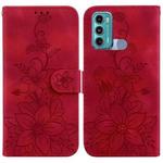 For Motorola Moto G60 / G40 Fusion Lily Embossed Leather Phone Case(Red)