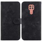 For Motorola Moto G9 Play / E7 Plus Lily Embossed Leather Phone Case(Black)