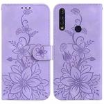 For Motorola Moto G8 Power Lite Lily Embossed Leather Phone Case(Purple)