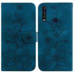 For Motorola Moto G8 Power Lite Lily Embossed Leather Phone Case(Dark Blue)