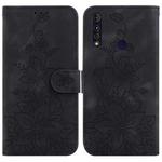 For Motorola Moto G8 Power Lite Lily Embossed Leather Phone Case(Black)