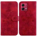 For Motorola Moto G84 Lily Embossed Leather Phone Case(Red)