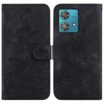 For Motorola Edge 40 Neo Lily Embossed Leather Phone Case(Black)