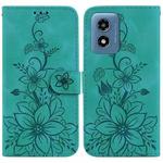 For Motorola Moto G Play 4G 2024 Lily Embossed Leather Phone Case(Green)