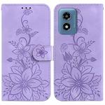 For Motorola Moto G Play 4G 2024 Lily Embossed Leather Phone Case(Purple)