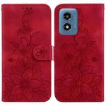 For Motorola Moto G Play 4G 2024 Lily Embossed Leather Phone Case(Red)