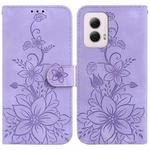 For Motorola Moto G Power 5G 2024 Lily Embossed Leather Phone Case(Purple)