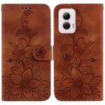 For Motorola Moto G Power 5G 2024 Lily Embossed Leather Phone Case(Brown)