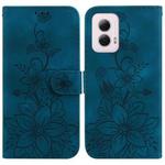 For Motorola Moto G Power 5G 2024 Lily Embossed Leather Phone Case(Dark Blue)