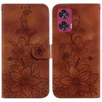 For Motorola Edge 50 Fusion Lily Embossed Leather Phone Case(Brown)