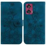 For Motorola Edge 50 Fusion Lily Embossed Leather Phone Case(Dark Blue)