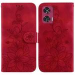 For Motorola Edge 50 Fusion Lily Embossed Leather Phone Case(Red)