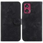 For Motorola Edge 50 Fusion Lily Embossed Leather Phone Case(Black)