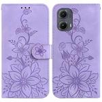 For Motorola Edge 2024 Lily Embossed Leather Phone Case(Purple)