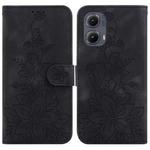 For Motorola Edge 2024 Lily Embossed Leather Phone Case(Black)